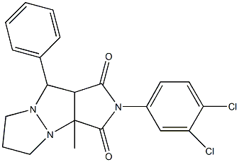 2-(3,4-dichlorophenyl)-3a-methyl-9-phenyltetrahydro-5H-pyrazolo[1,2-a]pyrrolo[3,4-c]pyrazole-1,3(2H,3aH)-dione Struktur