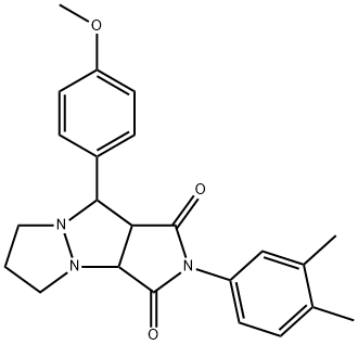 2-(3,4-dimethylphenyl)-9-(4-methoxyphenyl)tetrahydro-5H-pyrazolo[1,2-a]pyrrolo[3,4-c]pyrazole-1,3(2H,3aH)-dione Struktur