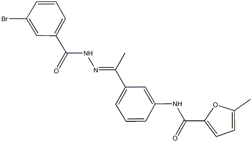 N-{3-[N-(3-bromobenzoyl)ethanehydrazonoyl]phenyl}-5-methyl-2-furamide Struktur