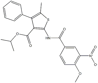 isopropyl 2-({3-nitro-4-methoxybenzoyl}amino)-5-methyl-4-phenyl-3-thiophenecarboxylate Struktur