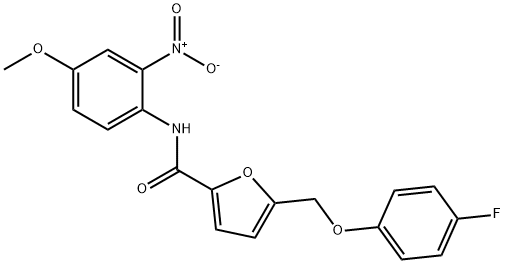 5-[(4-fluorophenoxy)methyl]-N-{2-nitro-4-methoxyphenyl}-2-furamide Struktur