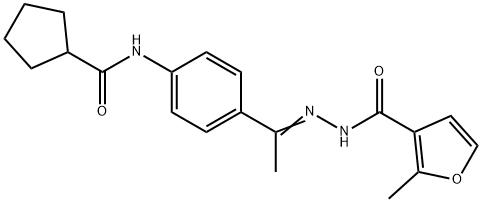 N-{4-[N-(2-methyl-3-furoyl)ethanehydrazonoyl]phenyl}cyclopentanecarboxamide Struktur