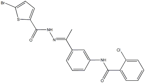 N-(3-{N-[(5-bromo-2-thienyl)carbonyl]ethanehydrazonoyl}phenyl)-2-chlorobenzamide Struktur