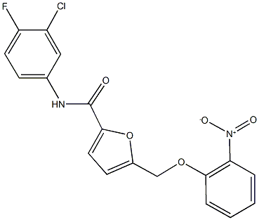 N-(3-chloro-4-fluorophenyl)-5-({2-nitrophenoxy}methyl)-2-furamide Struktur