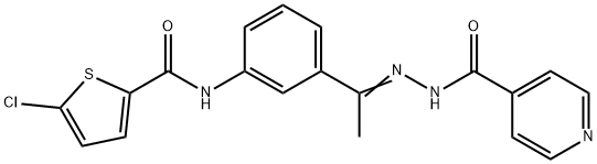 5-chloro-N-[3-(N-isonicotinoylethanehydrazonoyl)phenyl]-2-thiophenecarboxamide Struktur