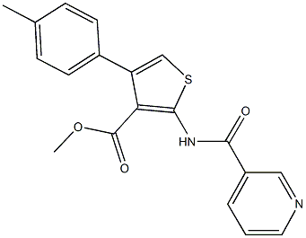 methyl 4-(4-methylphenyl)-2-[(pyridin-3-ylcarbonyl)amino]thiophene-3-carboxylate Struktur