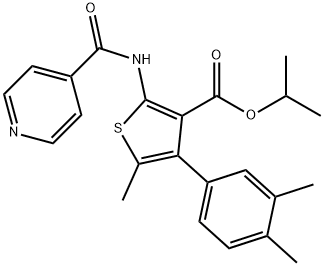 isopropyl 4-(3,4-dimethylphenyl)-2-(isonicotinoylamino)-5-methylthiophene-3-carboxylate Struktur