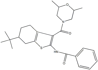 N-{6-tert-butyl-3-[(2,6-dimethyl-4-morpholinyl)carbonyl]-4,5,6,7-tetrahydro-1-benzothien-2-yl}benzamide Struktur