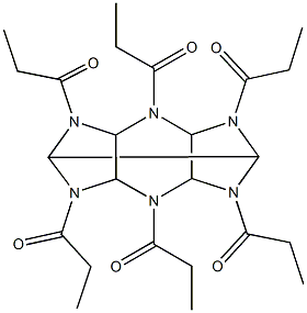 2,4,6,8,10,12-hexapropionyl-2,4,6,8,10,12-hexaazatetracyclo[5.5.0.0~3,11~.0~5,9~]dodecane Struktur