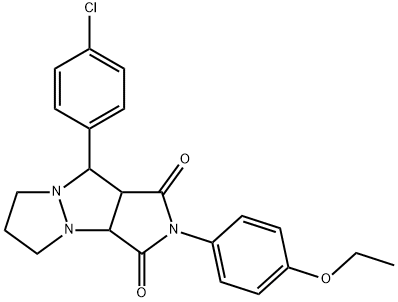 9-(4-chlorophenyl)-2-(4-ethoxyphenyl)tetrahydro-5H-pyrazolo[1,2-a]pyrrolo[3,4-c]pyrazole-1,3(2H,3aH)-dione Struktur