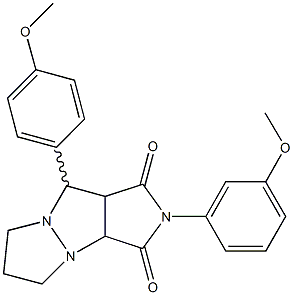 2-(3-methoxyphenyl)-9-(4-methoxyphenyl)tetrahydro-5H-pyrazolo[1,2-a]pyrrolo[3,4-c]pyrazole-1,3(2H,3aH)-dione Struktur