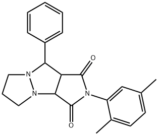 2-(2,5-dimethylphenyl)-9-phenyltetrahydro-5H-pyrazolo[1,2-a]pyrrolo[3,4-c]pyrazole-1,3(2H,3aH)-dione Struktur