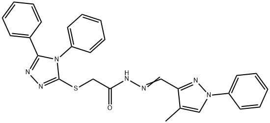 2-[(4,5-diphenyl-4H-1,2,4-triazol-3-yl)sulfanyl]-N'-[(4-methyl-1-phenyl-1H-pyrazol-3-yl)methylene]acetohydrazide Struktur