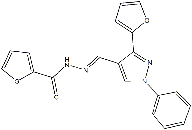 N'-{[3-(2-furyl)-1-phenyl-1H-pyrazol-4-yl]methylene}-2-thiophenecarbohydrazide Struktur