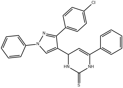 4-[3-(4-chlorophenyl)-1-phenyl-1H-pyrazol-4-yl]-6-phenyl-3,4-dihydro-2(1H)-pyrimidinethione Struktur