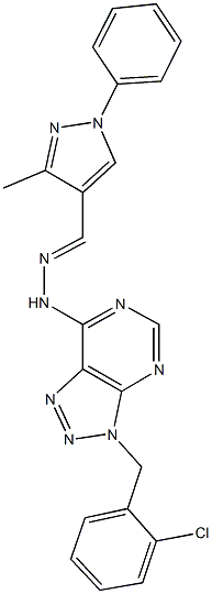 3-methyl-1-phenyl-1H-pyrazole-4-carbaldehyde [3-(2-chlorobenzyl)-3H-[1,2,3]triazolo[4,5-d]pyrimidin-7-yl]hydrazone Struktur