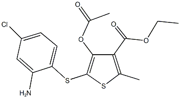 ethyl 4-(acetyloxy)-5-[(2-amino-4-chlorophenyl)sulfanyl]-2-methyl-3-thiophenecarboxylate Struktur