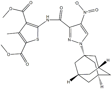 dimethyl 5-[({1-(1-adamantyl)-4-nitro-1H-pyrazol-3-yl}carbonyl)amino]-3-methyl-2,4-thiophenedicarboxylate Struktur