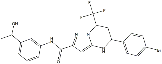 5-(4-bromophenyl)-N-[3-(1-hydroxyethyl)phenyl]-7-(trifluoromethyl)-4,5,6,7-tetrahydropyrazolo[1,5-a]pyrimidine-2-carboxamide Struktur