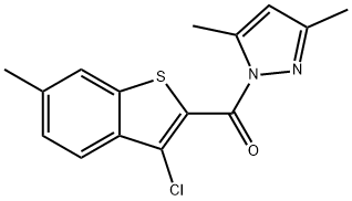 1-[(3-chloro-6-methyl-1-benzothien-2-yl)carbonyl]-3,5-dimethyl-1H-pyrazole Struktur