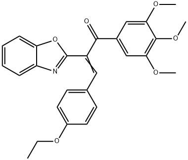 2-(1,3-benzoxazol-2-yl)-3-(4-ethoxyphenyl)-1-(3,4,5-trimethoxyphenyl)-2-propen-1-one Struktur