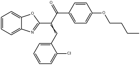 2-(1,3-benzoxazol-2-yl)-1-(4-butoxyphenyl)-3-(2-chlorophenyl)-2-propen-1-one Struktur