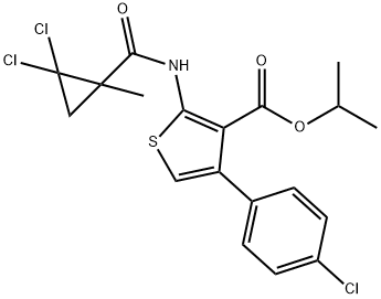 isopropyl 4-(4-chlorophenyl)-2-{[(2,2-dichloro-1-methylcyclopropyl)carbonyl]amino}-3-thiophenecarboxylate Struktur