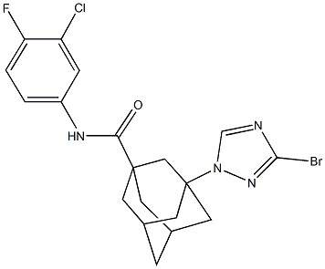 3-(3-bromo-1H-1,2,4-triazol-1-yl)-N-(3-chloro-4-fluorophenyl)-1-adamantanecarboxamide Struktur