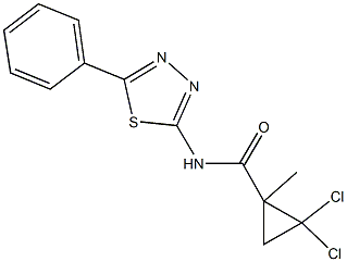 2,2-dichloro-1-methyl-N-(5-phenyl-1,3,4-thiadiazol-2-yl)cyclopropanecarboxamide Struktur