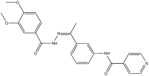 N-{3-[N-(3,4-dimethoxybenzoyl)ethanehydrazonoyl]phenyl}isonicotinamide Struktur