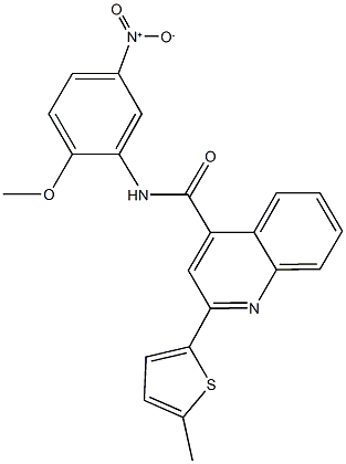 N-{5-nitro-2-methoxyphenyl}-2-(5-methyl-2-thienyl)-4-quinolinecarboxamide Struktur