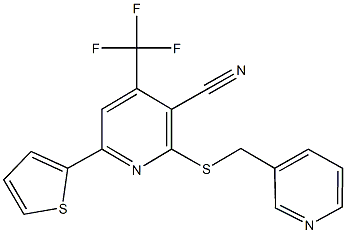 2-[(3-pyridinylmethyl)sulfanyl]-6-(2-thienyl)-4-(trifluoromethyl)nicotinonitrile Struktur