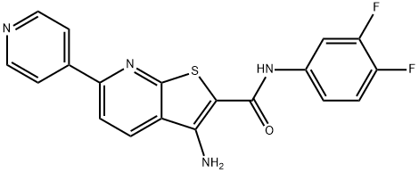 3-amino-N-(3,4-difluorophenyl)-6-(4-pyridinyl)thieno[2,3-b]pyridine-2-carboxamide Struktur