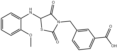 3-{[5-(2-methoxyanilino)-2,4-dioxo-1,3-thiazolidin-3-yl]methyl}benzoic acid Struktur