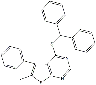 benzhydryl 6-methyl-5-phenylthieno[2,3-d]pyrimidin-4-yl sulfide Struktur