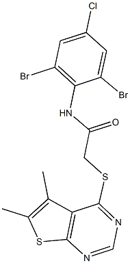 N-(2,6-dibromo-4-chlorophenyl)-2-[(5,6-dimethylthieno[2,3-d]pyrimidin-4-yl)sulfanyl]acetamide Struktur