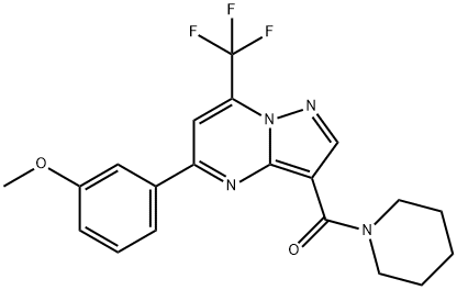 methyl 3-[3-(1-piperidinylcarbonyl)-7-(trifluoromethyl)pyrazolo[1,5-a]pyrimidin-5-yl]phenyl ether Struktur