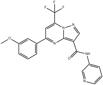 5-(3-methoxyphenyl)-N-(3-pyridinyl)-7-(trifluoromethyl)pyrazolo[1,5-a]pyrimidine-3-carboxamide Struktur