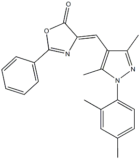 4-{[1-(2,4-dimethylphenyl)-3,5-dimethyl-1H-pyrazol-4-yl]methylene}-2-phenyl-1,3-oxazol-5(4H)-one Struktur