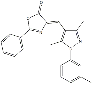 4-{[1-(3,4-dimethylphenyl)-3,5-dimethyl-1H-pyrazol-4-yl]methylene}-2-phenyl-1,3-oxazol-5(4H)-one Struktur