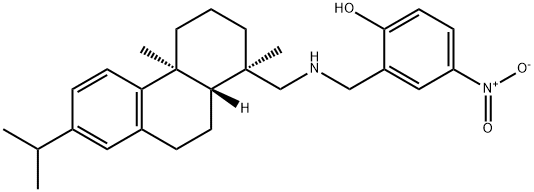 2-[(abieta-8,11,13-trien-18-ylamino)methyl]-4-nitrophenol Struktur