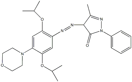 4-{[2,5-diisopropoxy-4-(4-morpholinyl)phenyl]diazenyl}-5-methyl-2-phenyl-2,4-dihydro-3H-pyrazol-3-one Struktur