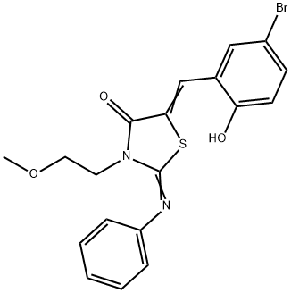 5-(5-bromo-2-hydroxybenzylidene)-3-(2-methoxyethyl)-2-(phenylimino)-1,3-thiazolidin-4-one Struktur