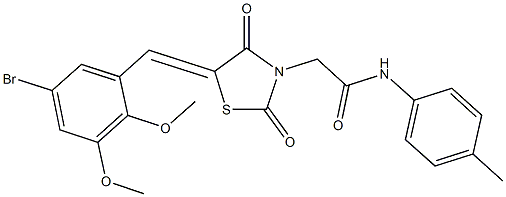 2-[5-(5-bromo-2,3-dimethoxybenzylidene)-2,4-dioxo-1,3-thiazolidin-3-yl]-N-(4-methylphenyl)acetamide Struktur