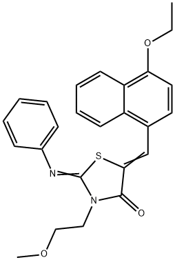 5-[(4-ethoxy-1-naphthyl)methylene]-3-(2-methoxyethyl)-2-(phenylimino)-1,3-thiazolidin-4-one Struktur