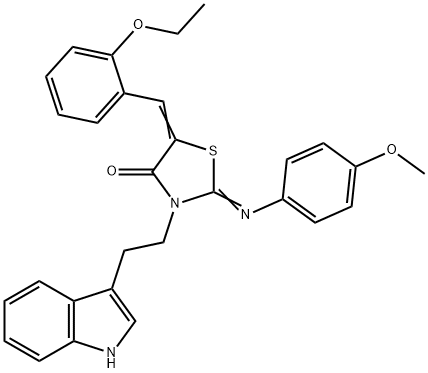 5-(2-ethoxybenzylidene)-3-[2-(1H-indol-3-yl)ethyl]-2-[(4-methoxyphenyl)imino]-1,3-thiazolidin-4-one Struktur