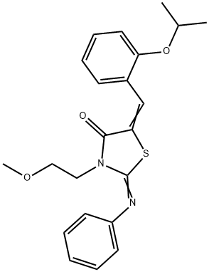 5-(2-isopropoxybenzylidene)-3-(2-methoxyethyl)-2-(phenylimino)-1,3-thiazolidin-4-one Struktur