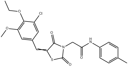 2-[5-(3-chloro-4-ethoxy-5-methoxybenzylidene)-2,4-dioxo-1,3-thiazolidin-3-yl]-N-(4-methylphenyl)acetamide Struktur