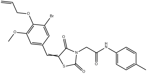 2-{5-[4-(allyloxy)-3-bromo-5-methoxybenzylidene]-2,4-dioxo-1,3-thiazolidin-3-yl}-N-(4-methylphenyl)acetamide Struktur