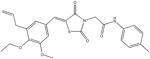 2-[5-(3-allyl-4-ethoxy-5-methoxybenzylidene)-2,4-dioxo-1,3-thiazolidin-3-yl]-N-(4-methylphenyl)acetamide Struktur